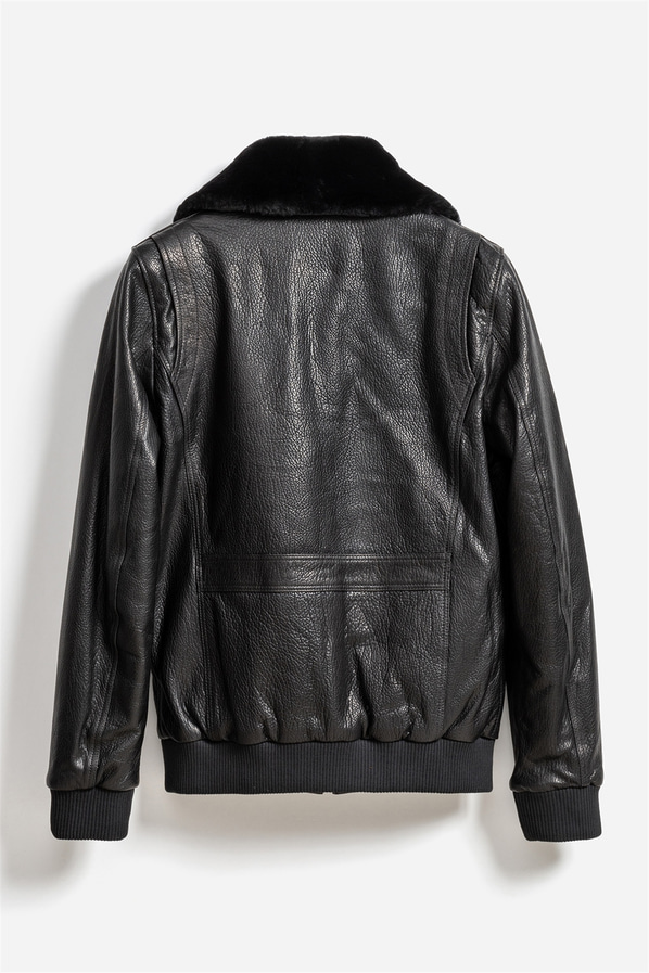 Siyah deri erkek bomber ceket - Elle Shoes