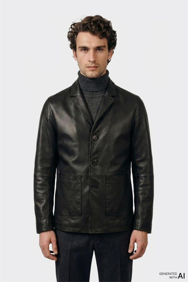 Siyah Deri Erkek Ceket