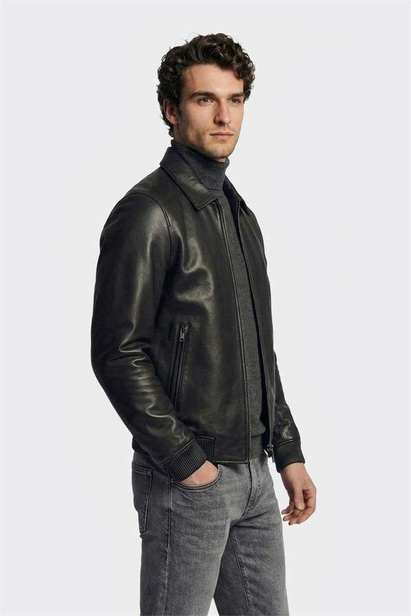 Siyah Deri Erkek Ceket