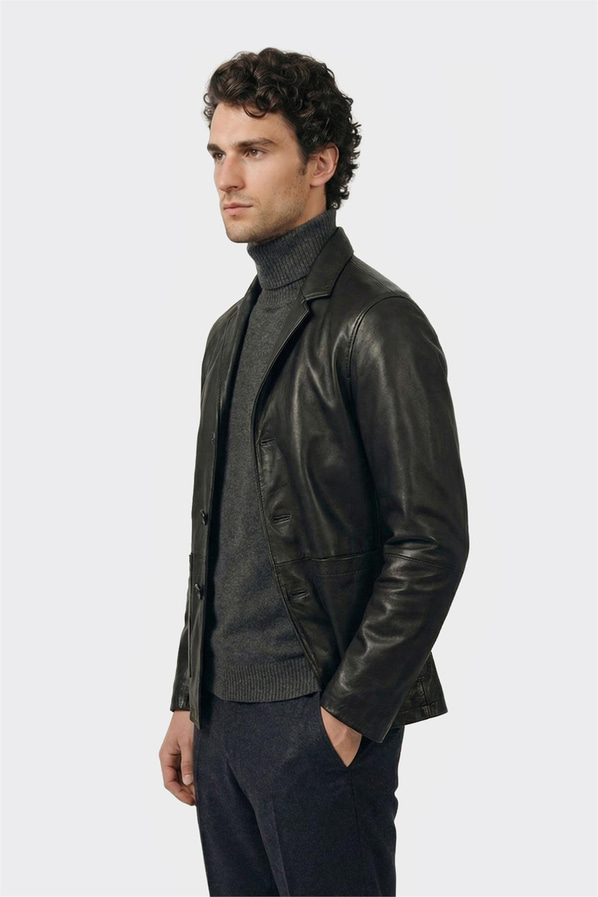 Siyah Deri Erkek Ceket