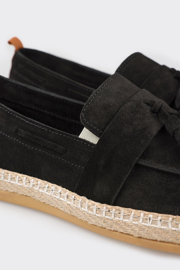 Siyah deri erkek espadril - Elle Shoes