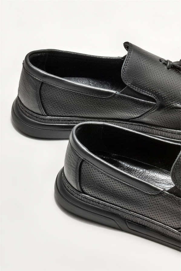 Siyah Deri Erkek Günlük  Loafer