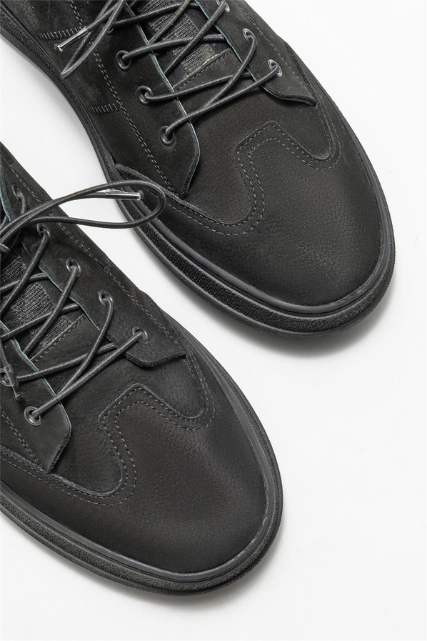 Siyah deri erkek günlük ayakkabı, günlük kullanım için - Elle Shoes