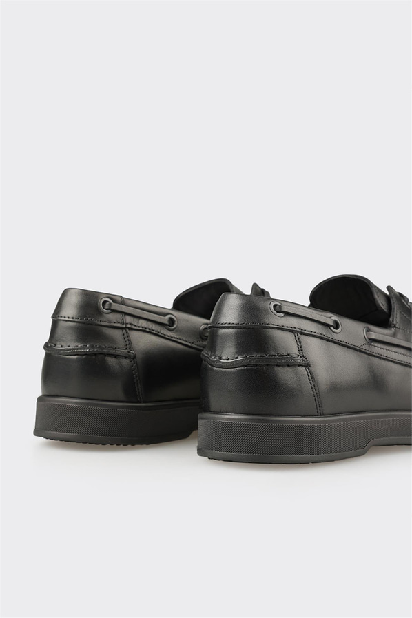 Siyah Deri Erkek Günlük Ayakkabı