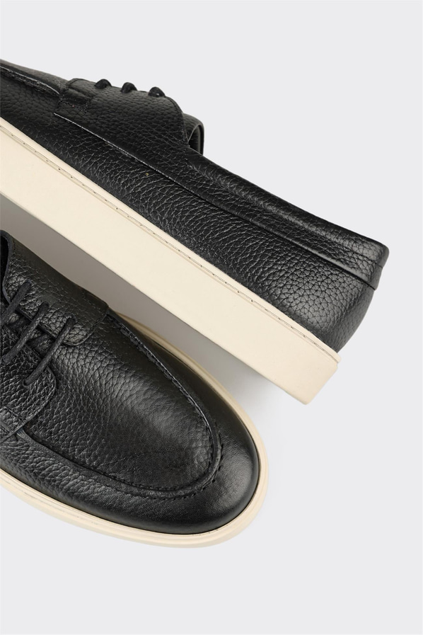 Siyah deri ve süet erkek günlük ayakkabı, günlük kullanım için - Elle Shoes