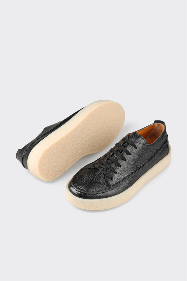 Siyah deri ve süet erkek günlük ayakkabı, rahat kullanım için - Elle Shoes