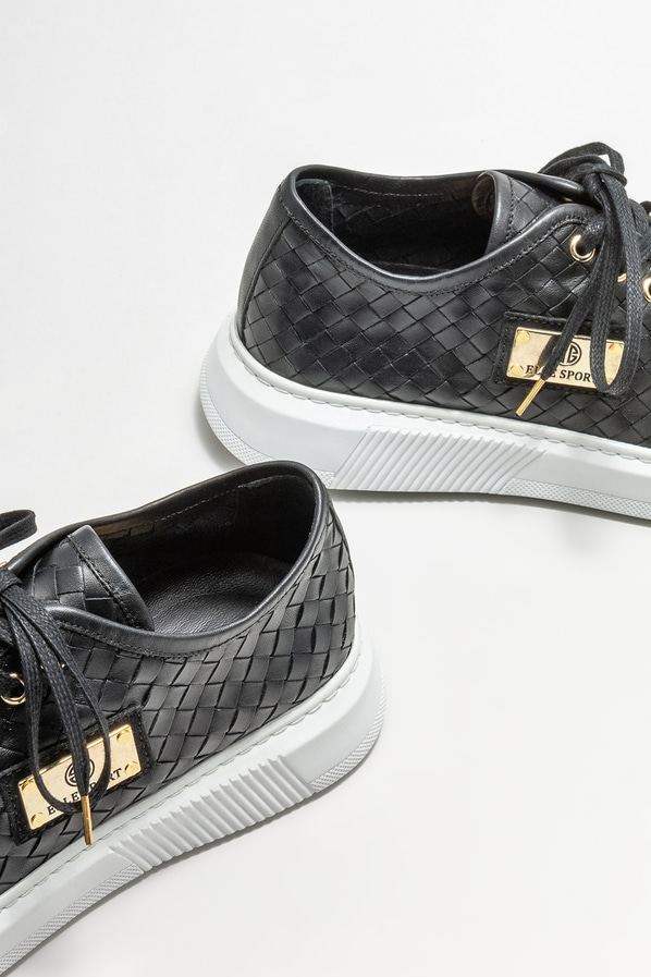 Siyah deri erkek günlük ayakkabı, günlük kullanım için - Elle Shoes
