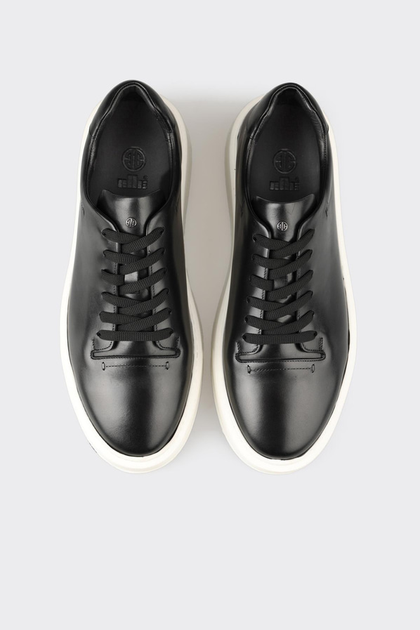 Siyah deri erkek günlük ayakkabı, günlük kullanım için - Elle Shoes