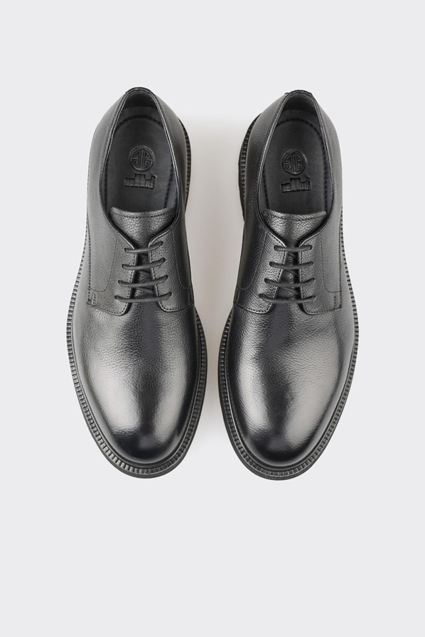 Siyah deri erkek günlük ayakkabı, günlük kullanım için - Elle Shoes