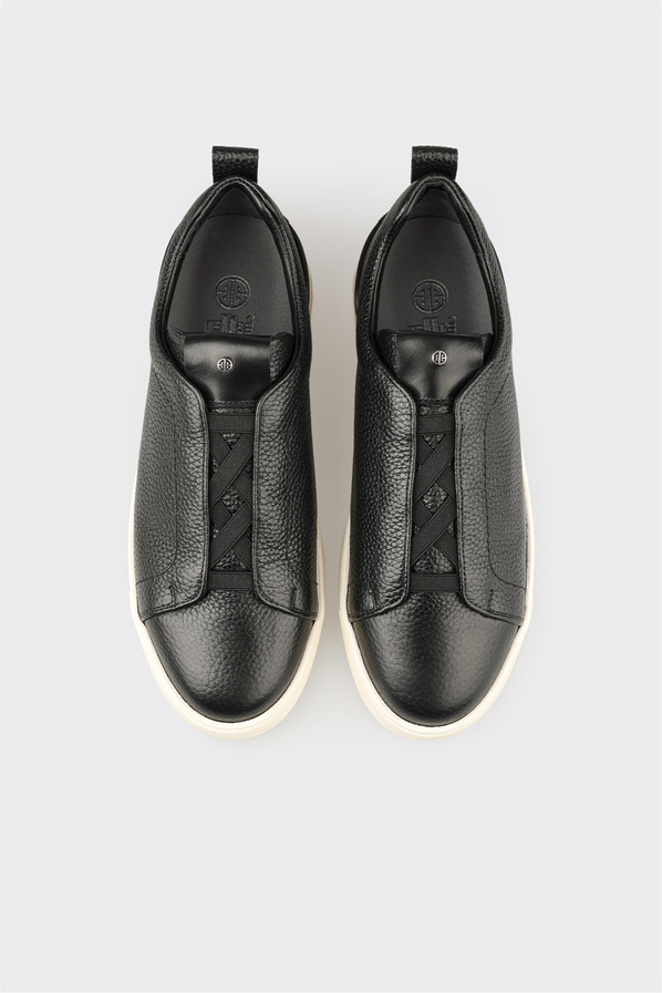 Siyah deri erkek günlük ayakkabı, günlük kullanım için - Elle Shoes