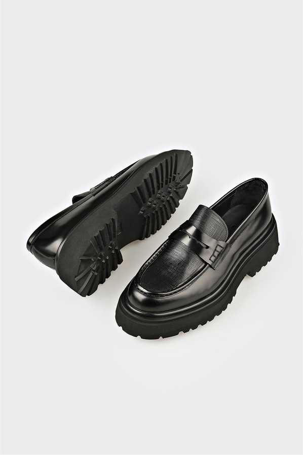 Siyah Deri Erkek Günlük Ayakkabı