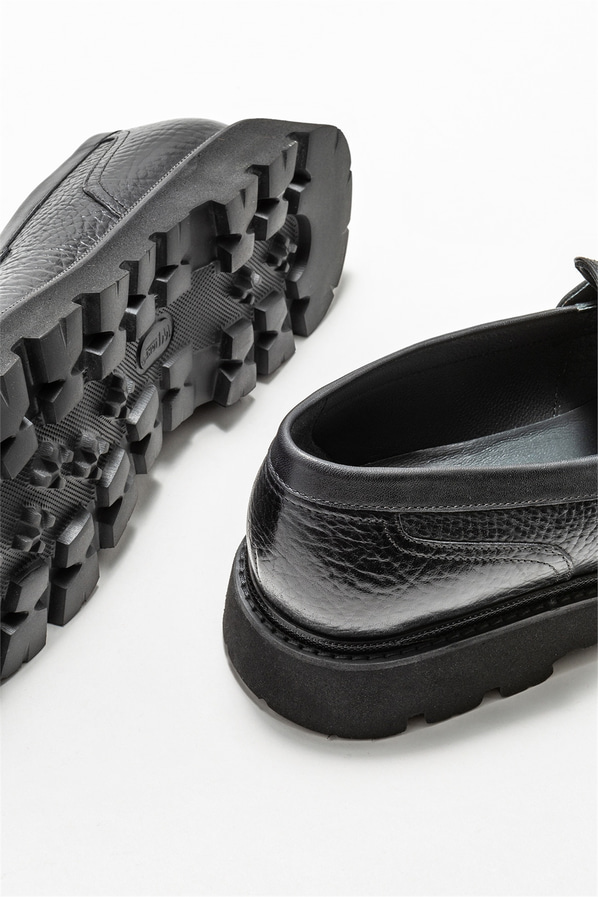 Siyah deri erkek günlük ayakkabı, günlük kullanım için - Elle Shoes