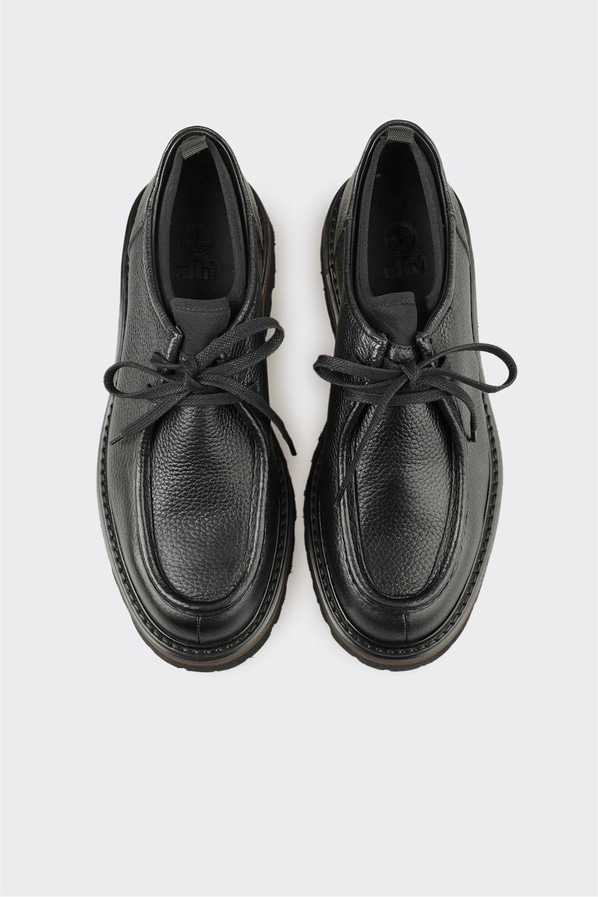 Siyah Deri Erkek Günlük Ayakkabı