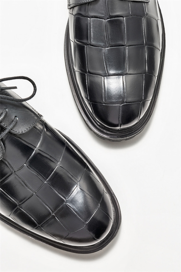Siyah deri erkek günlük ayakkabı, günlük kullanım için - Elle Shoes
