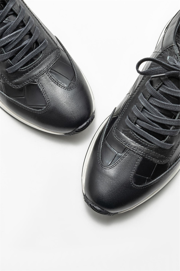 Siyah deri erkek günlük ayakkabı, günlük kullanım için - Elle Shoes