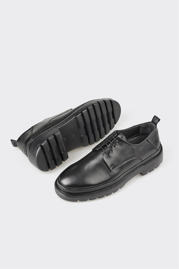 Siyah deri erkek günlük ayakkabı, günlük kullanım için - Elle Shoes