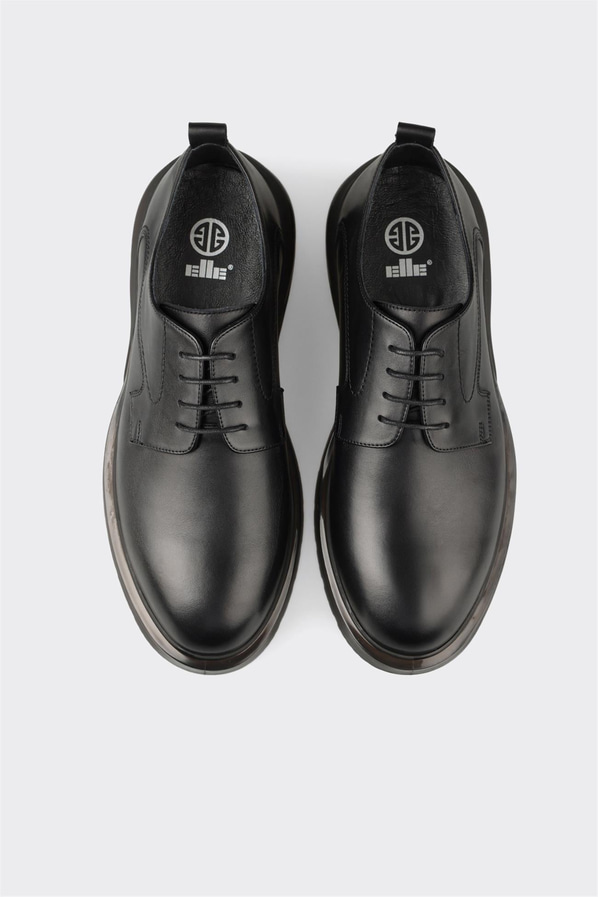 Siyah deri erkek günlük ayakkabı, rahat kullanım için - Elle Shoes
