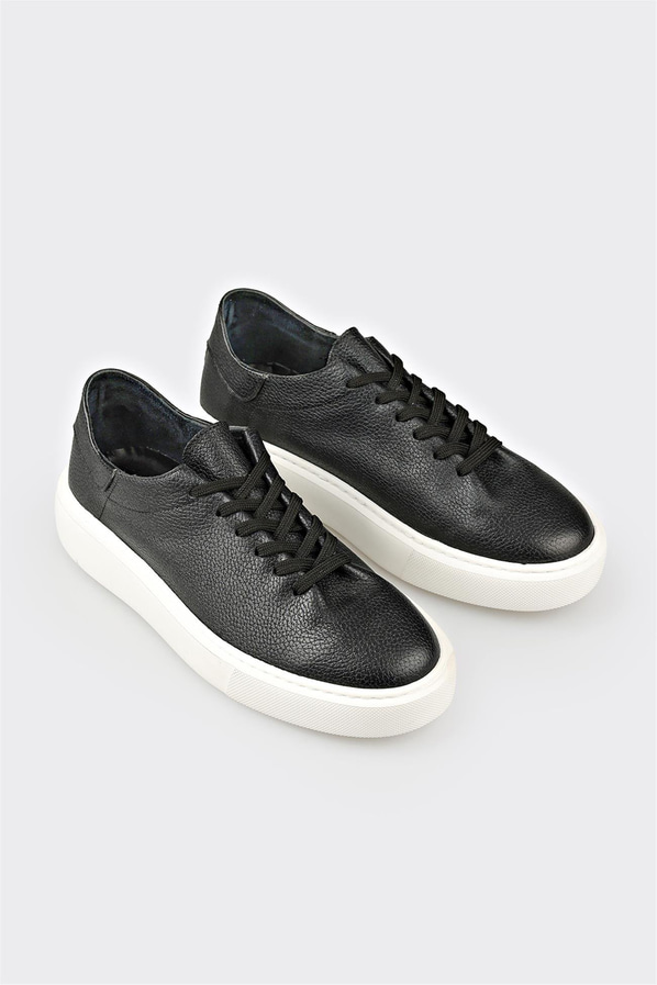 Siyah Deri Erkek Günlük Ayakkabı