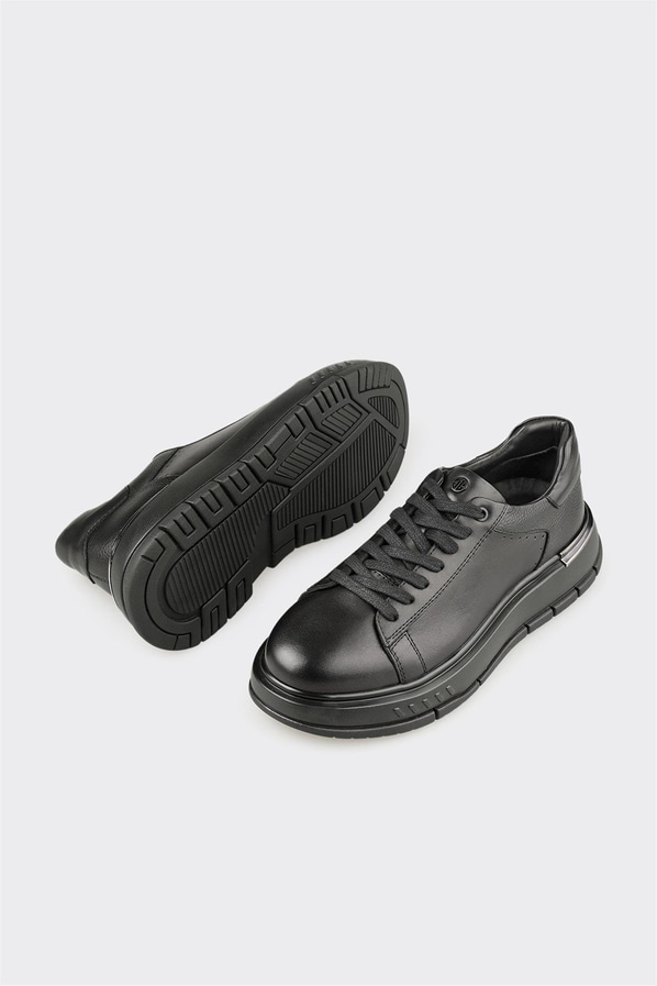 Siyah Deri Erkek Günlük Ayakkabı