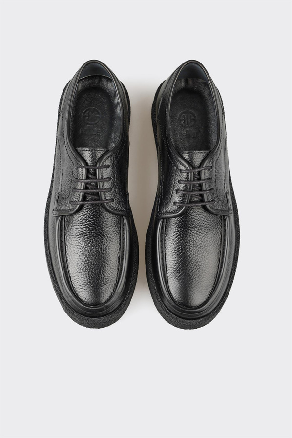 Siyah deri erkek günlük ayakkabı, günlük kullanım için - Elle Shoes