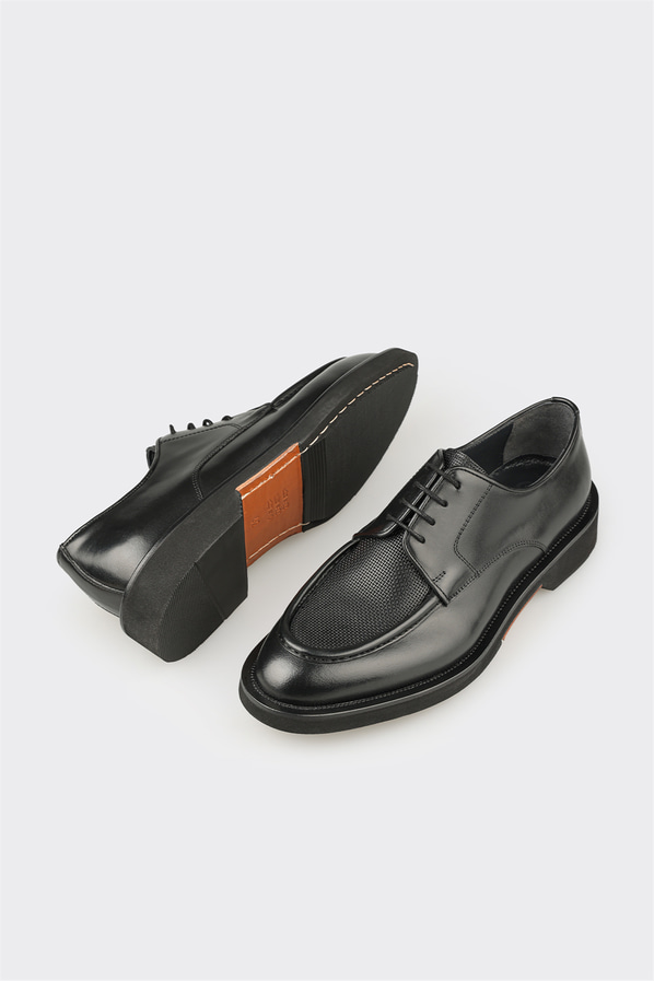 Siyah deri erkek günlük ayakkabı, günlük kullanım için - Elle Shoes