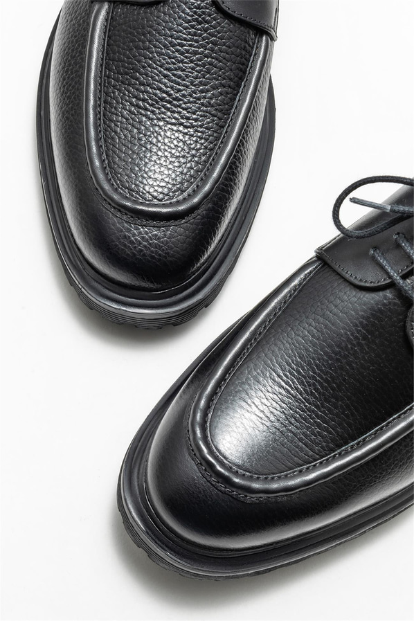 Siyah deri erkek günlük ayakkabı, günlük kullanım için - Elle Shoes