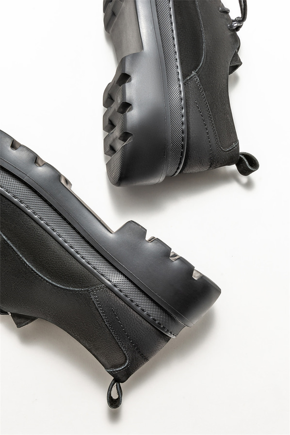 Siyah deri erkek günlük ayakkabı, günlük kullanım için - Elle Shoes