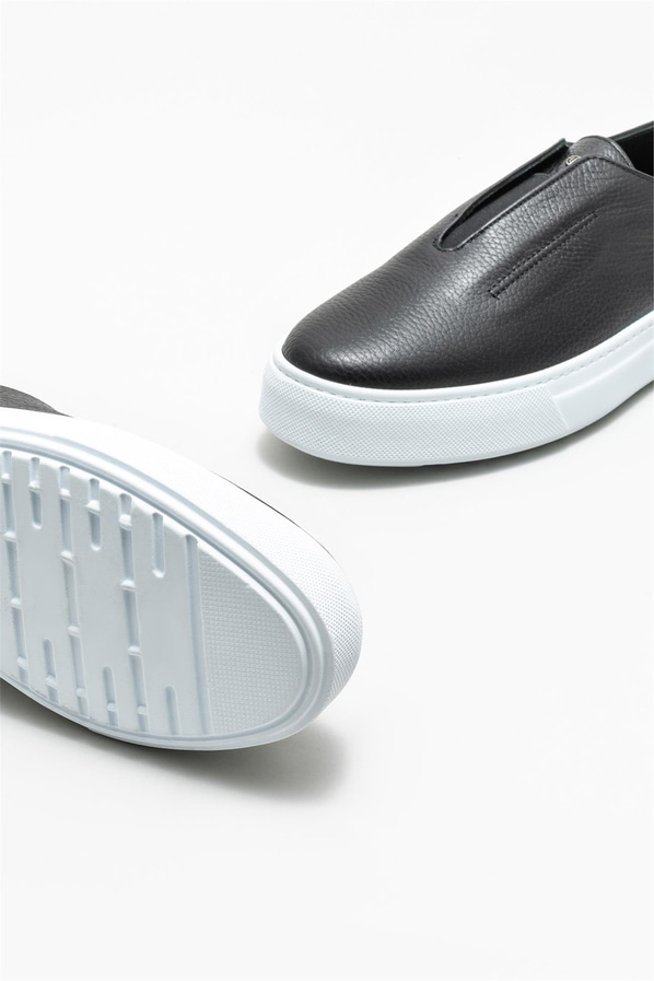 Siyah deri erkek günlük ayakkabı, günlük kullanım için - Elle Shoes
