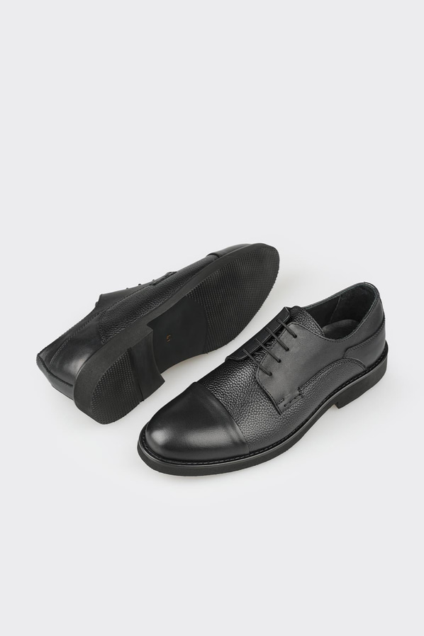 Siyah deri erkek günlük ayakkabı, günlük kullanım için - Elle Shoes
