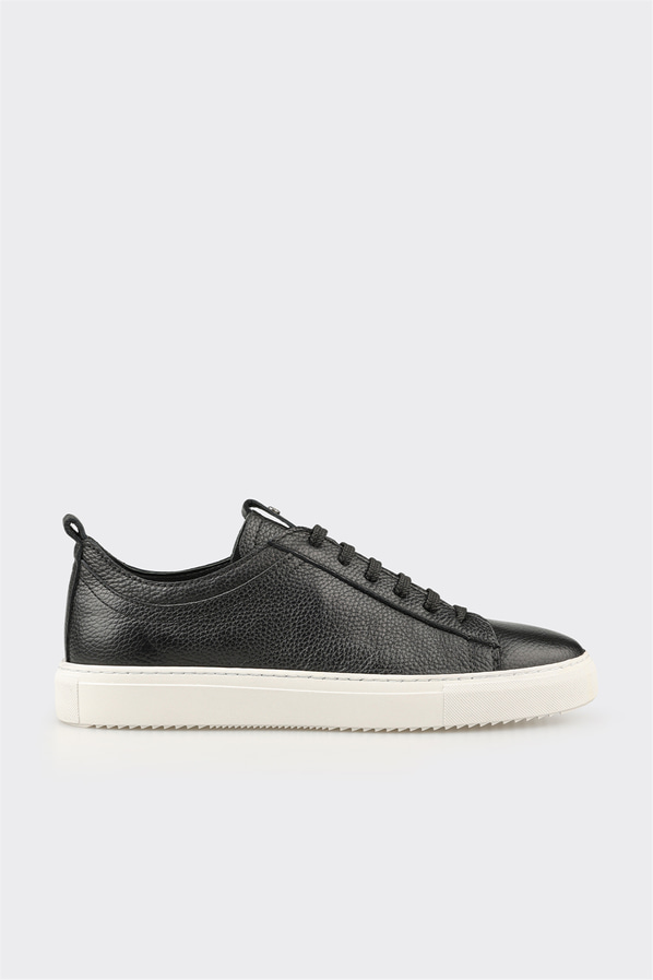 Siyah deri erkek günlük ayakkabı, günlük kullanım için - Elle Shoes