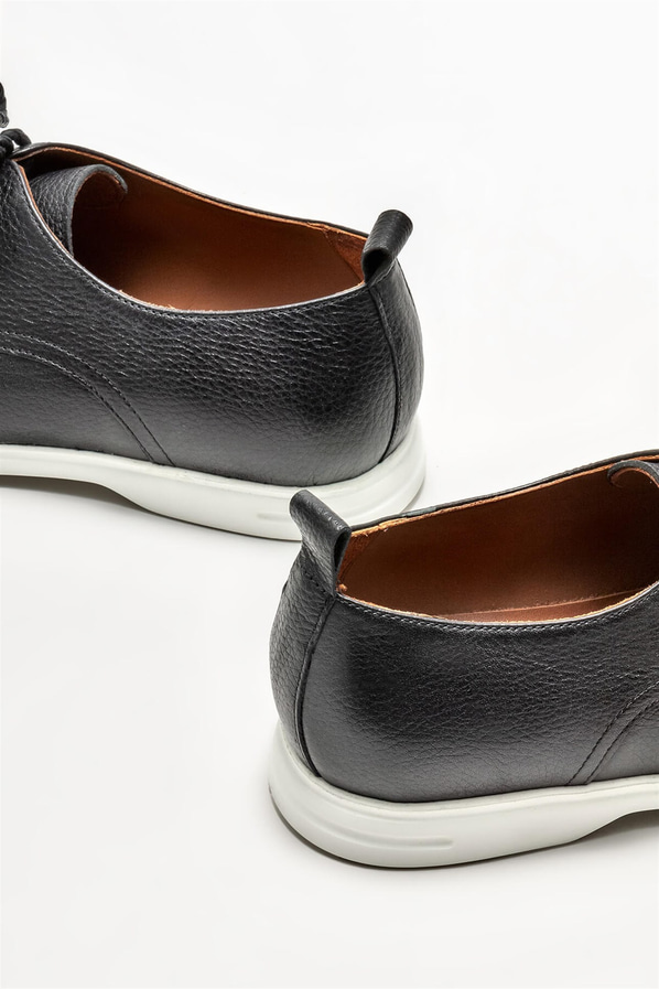 Siyah deri erkek günlük ayakkabı, günlük kullanım için - Elle Shoes