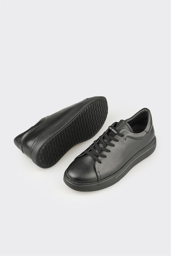 Siyah Deri Erkek Günlük Ayakkabı