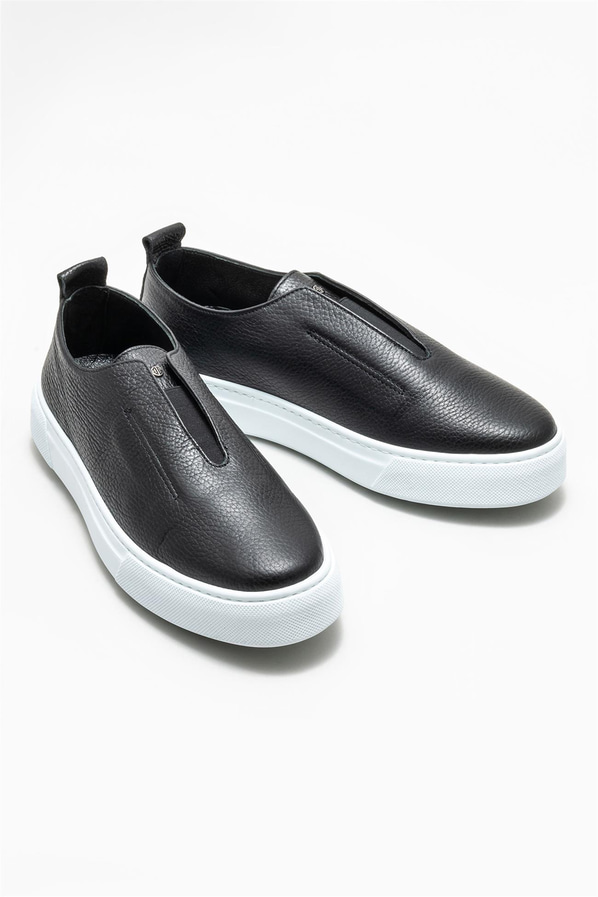 Siyah deri erkek günlük ayakkabı, günlük kullanım için - Elle Shoes
