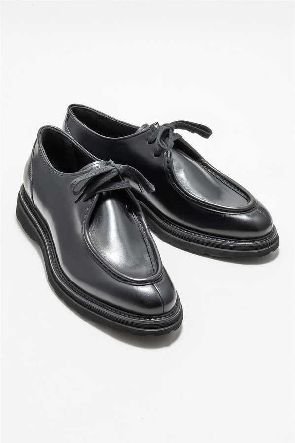 Siyah deri erkek günlük ayakkabı, günlük kullanım için - Elle Shoes