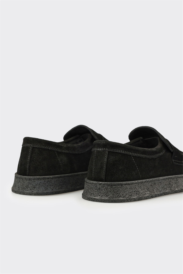 Siyah deri erkek loafer, günlük kullanım için - Elle Shoes