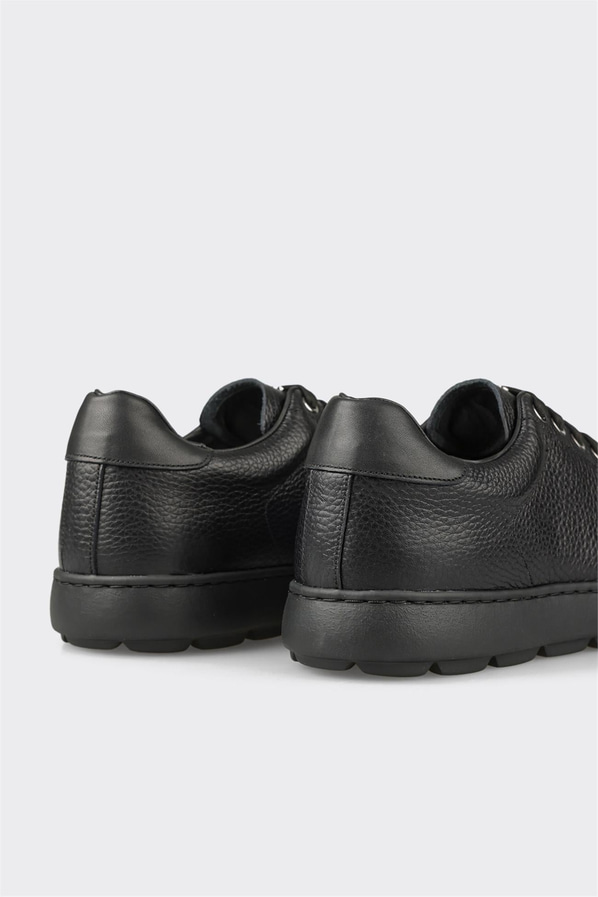 Siyah deri simli örgü dokulu erkek günlük ayakkabı, ofis stili için - Elle Shoes
