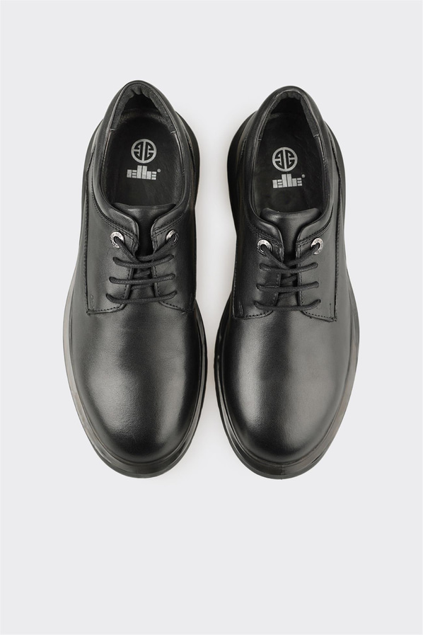 Siyah Deri Erkek Günlük Ayakkabı