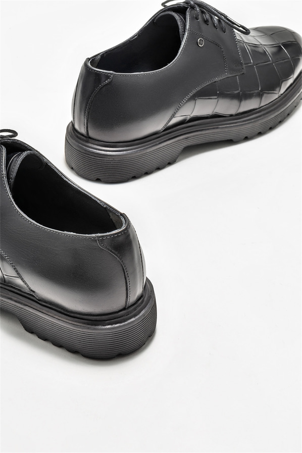 Siyah deri erkek günlük ayakkabı, günlük kullanım için - Elle Shoes