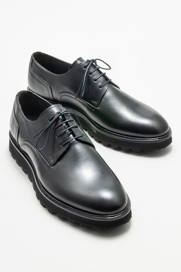 Siyah deri erkek günlük ayakkabı, günlük kullanım için - Elle Shoes