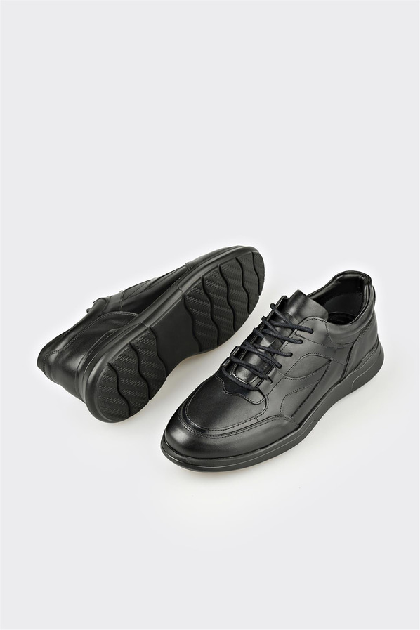 Siyah Deri Erkek Günlük Ayakkabı