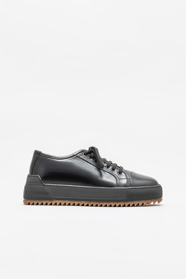 Siyah deri erkek günlük ayakkabı, günlük kullanım için - Elle Shoes
