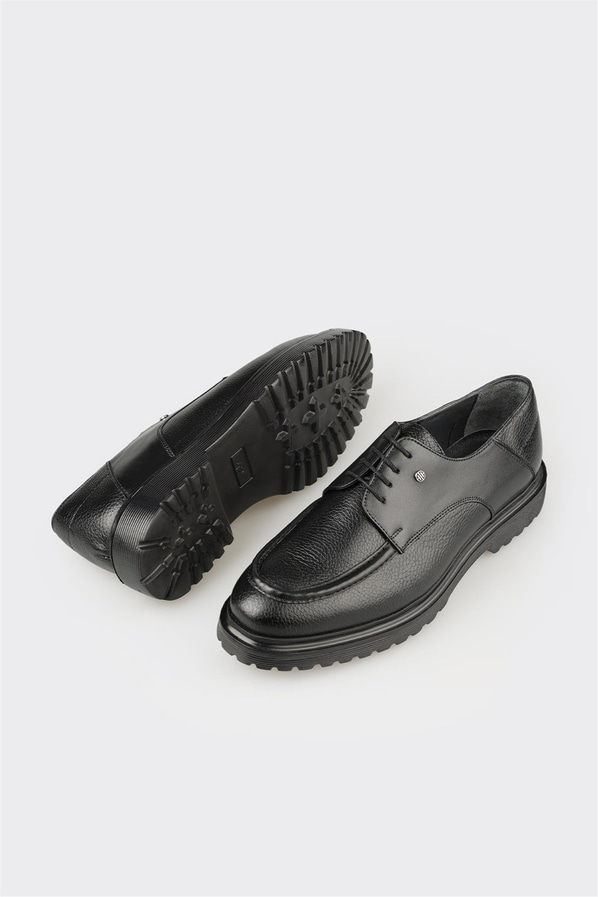 Siyah Deri Erkek Günlük Ayakkabı