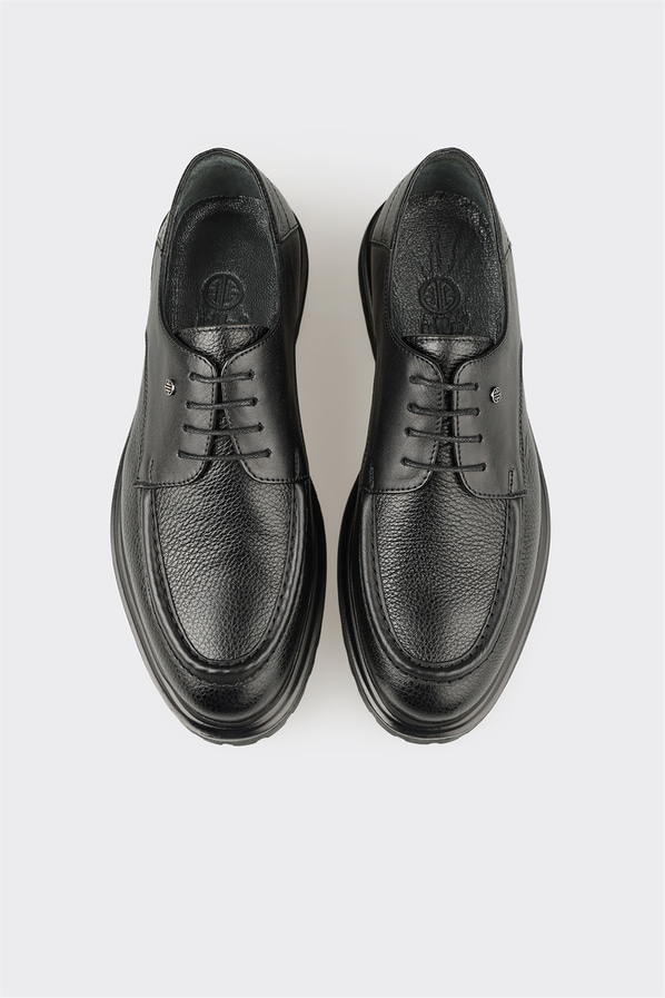 Siyah deri erkek günlük ayakkabı, günlük kullanım için - Elle Shoes