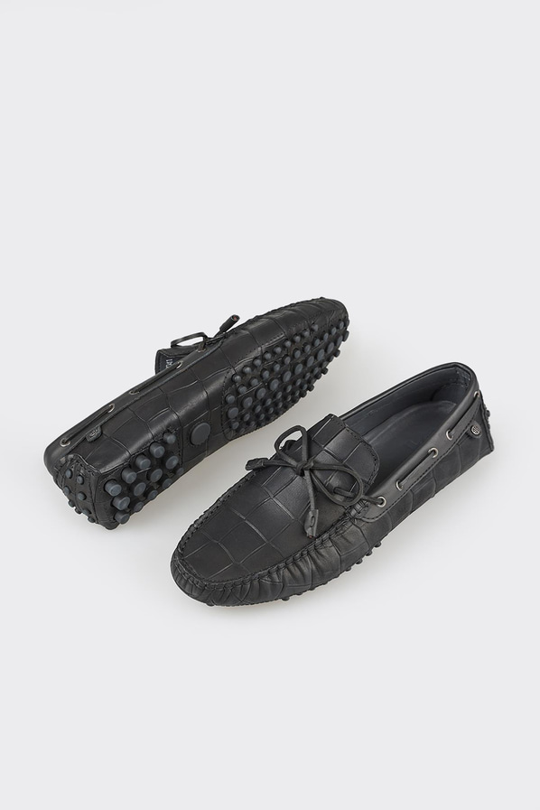 Siyah deri erkek loafer, günlük kullanım için - Elle Shoes