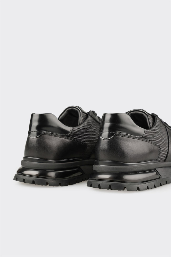 Siyah Deri Erkek Günlük Ayakkabı