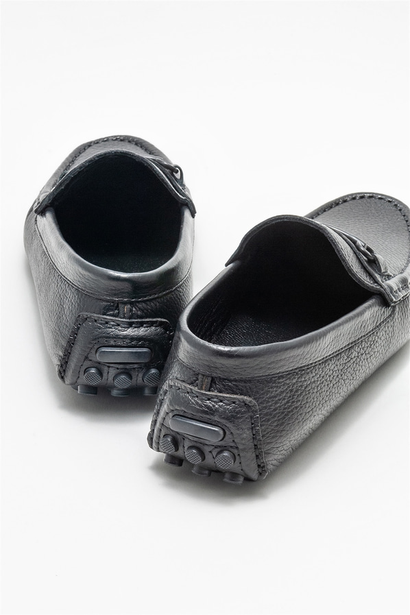 Siyah deri erkek günlük ayakkabı, günlük kullanım için - Elle Shoes