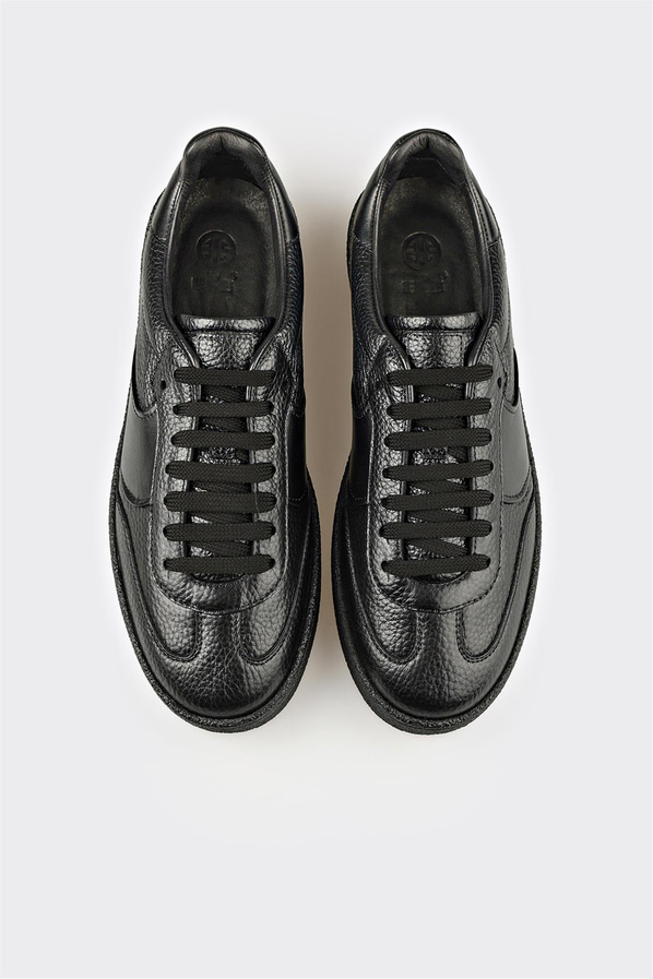 Siyah Deri Erkek Günlük Ayakkabı