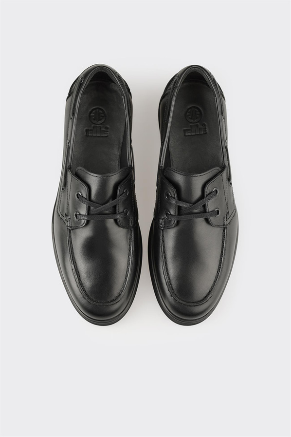 Siyah Deri Erkek Günlük Ayakkabı