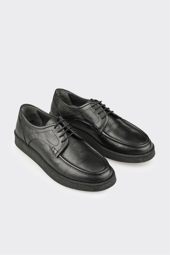 Siyah deri erkek günlük ayakkabı, günlük kullanım için - Elle Shoes