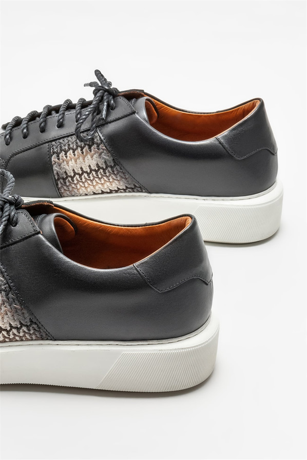 Siyah deri erkek günlük ayakkabı, günlük kullanım için - Elle Shoes